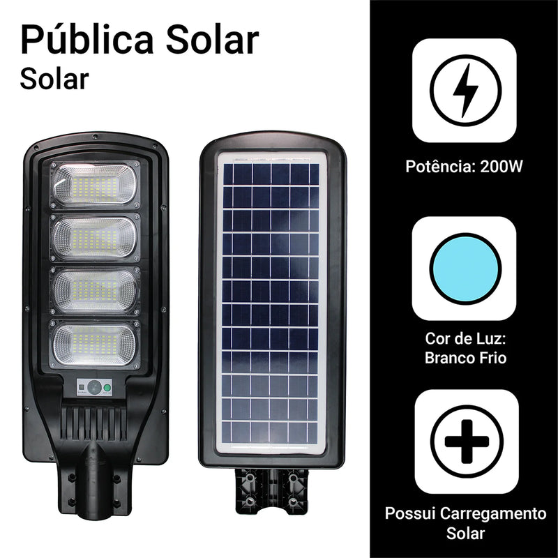 Luminária Solar LED 200W (lojas Tratto Express)